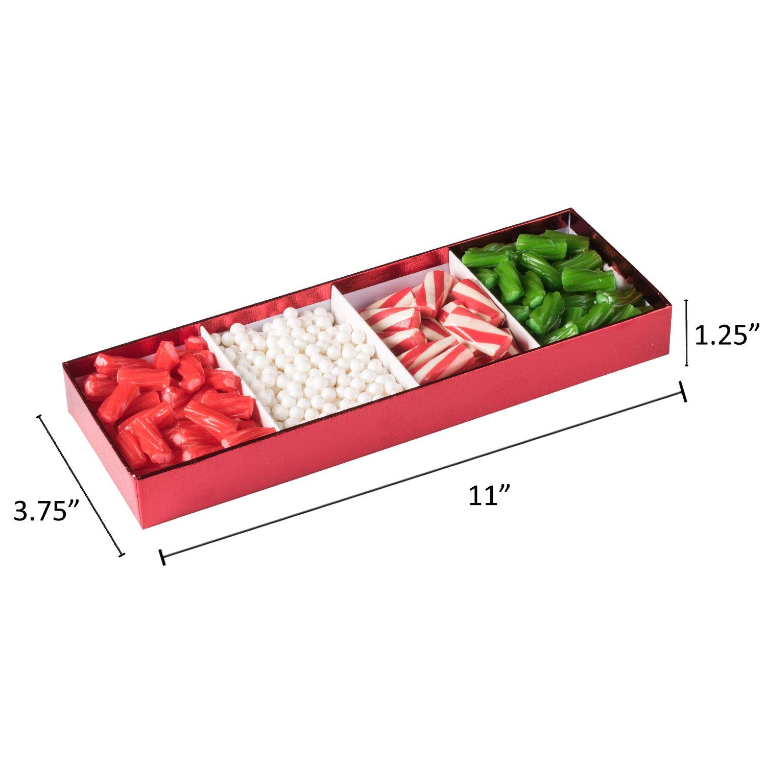 Four Section Red Tray  4 Packs Gift Box With Clear Cover 11" X 3.75" X 1.25"